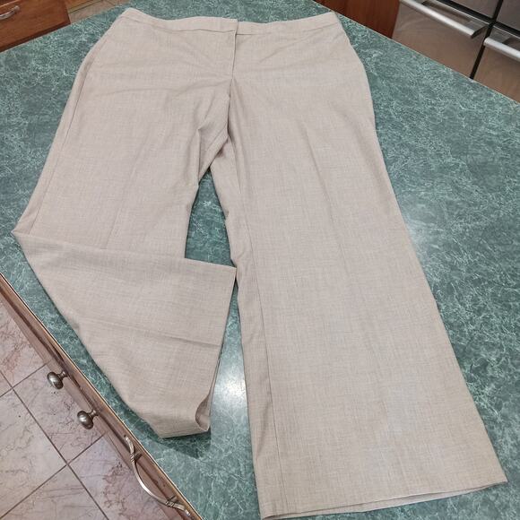 Isaac Mizrahi Dress Pants Womens 14 Brown Wool Blend Woven Straight Leg Career - Picture 1 of 12